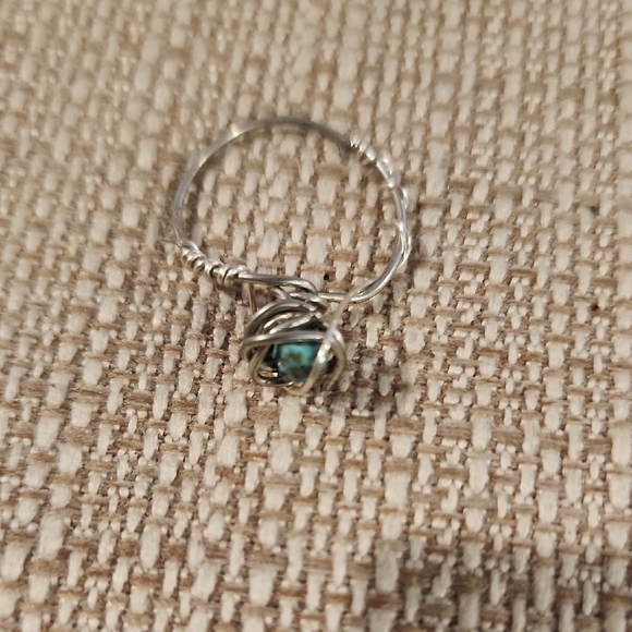 Silver Wire Wrapped Ring with turquoise. - Picture 1 of 3